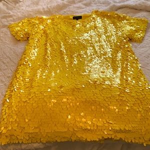 Funky Fun Yellow Sequined Shift Dress